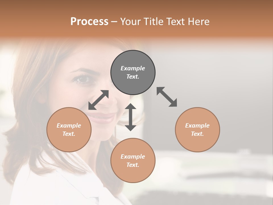 A Woman Is Smiling In Front Of A Computer PowerPoint Template