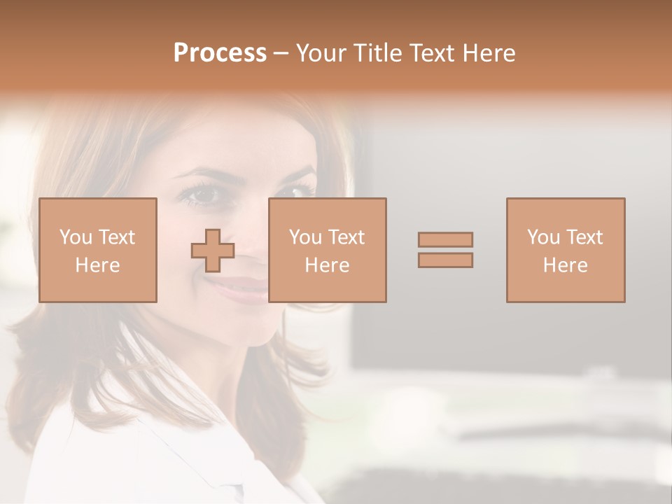 A Woman Is Smiling In Front Of A Computer PowerPoint Template