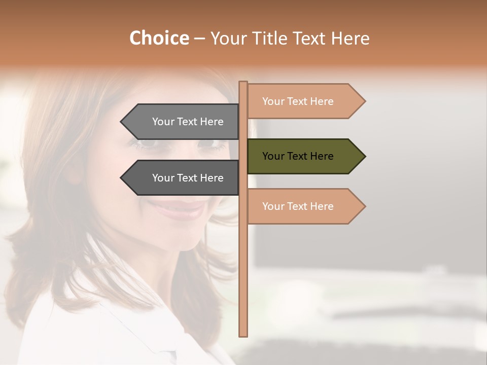 A Woman Is Smiling In Front Of A Computer PowerPoint Template