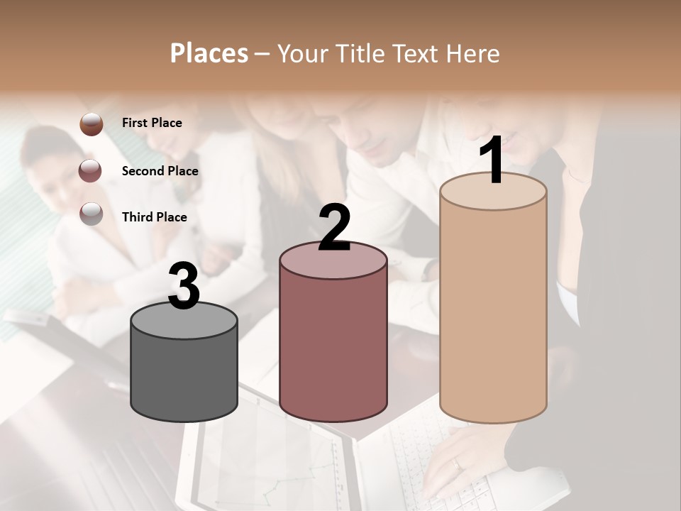 A Group Of People Sitting At A Table With Laptops PowerPoint Template