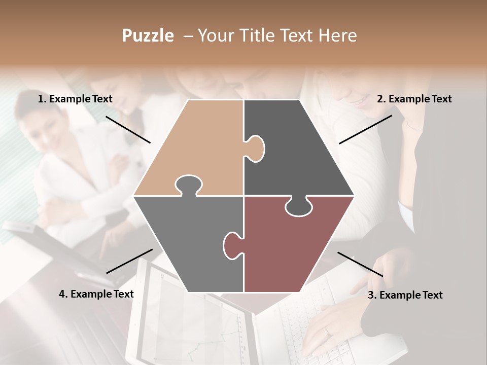 A Group Of People Sitting At A Table With Laptops PowerPoint Template