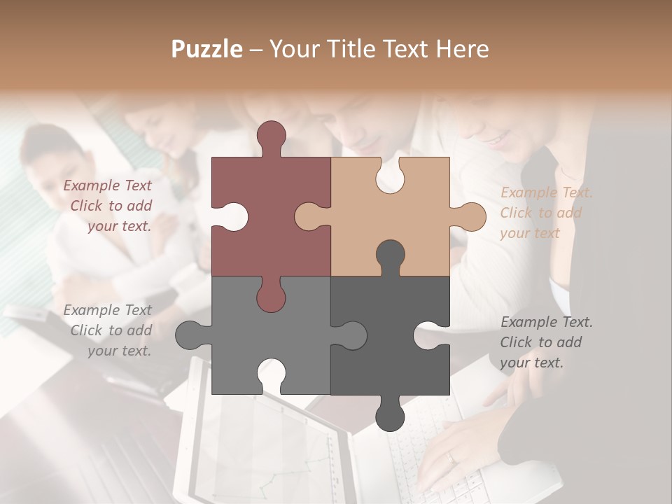 A Group Of People Sitting At A Table With Laptops PowerPoint Template