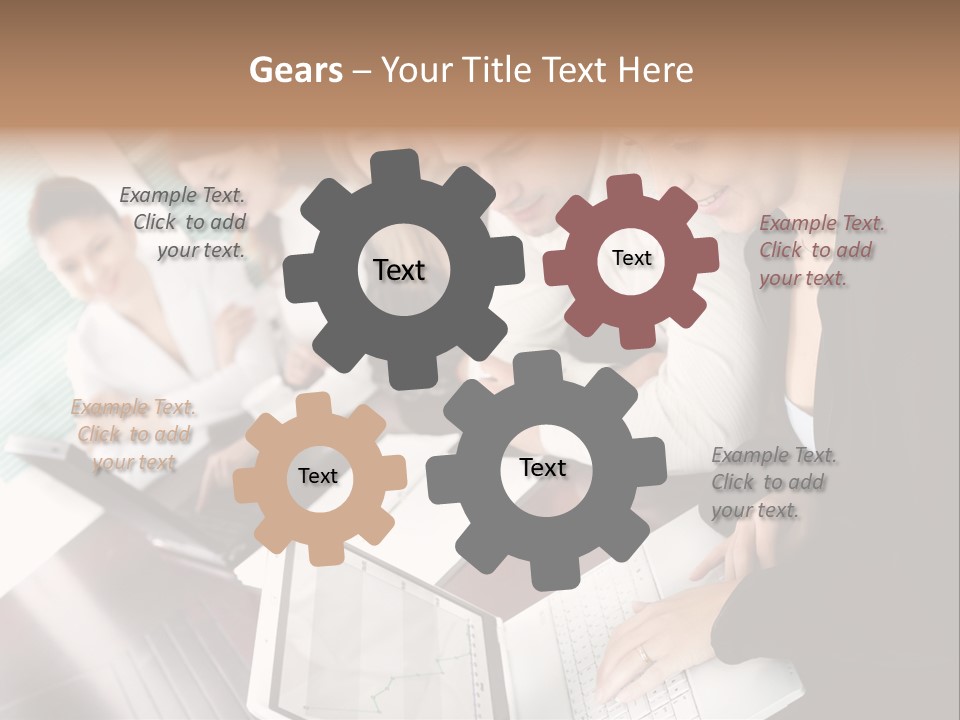 A Group Of People Sitting At A Table With Laptops PowerPoint Template