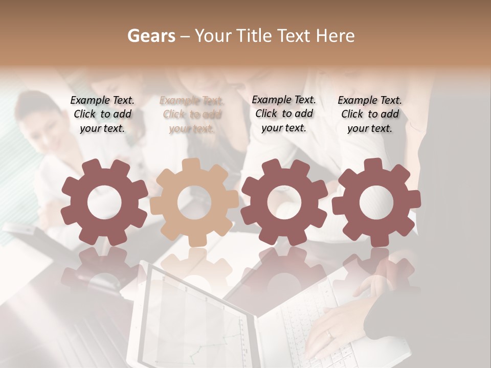 A Group Of People Sitting At A Table With Laptops PowerPoint Template