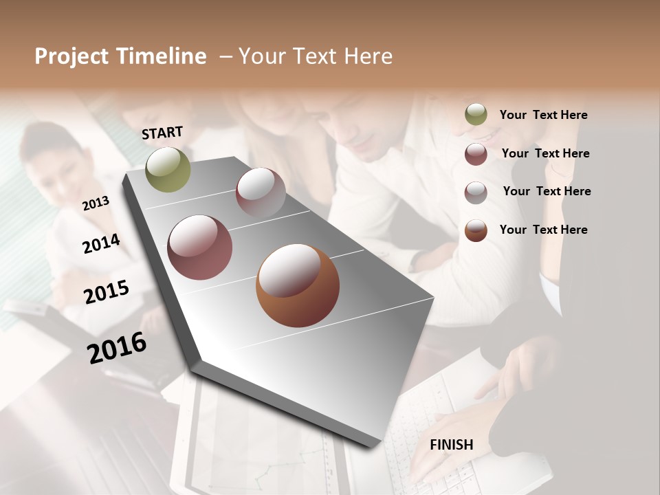 A Group Of People Sitting At A Table With Laptops PowerPoint Template