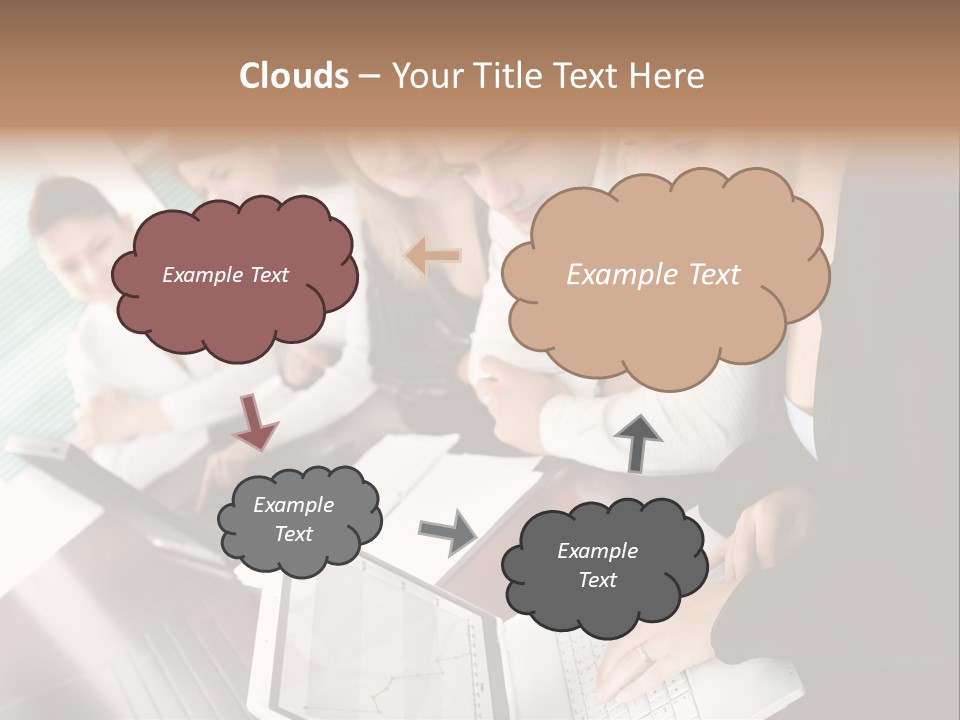 A Group Of People Sitting At A Table With Laptops PowerPoint Template