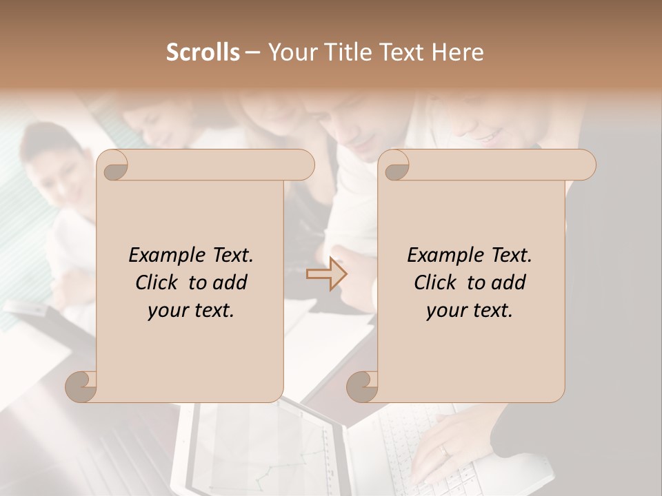 A Group Of People Sitting At A Table With Laptops PowerPoint Template