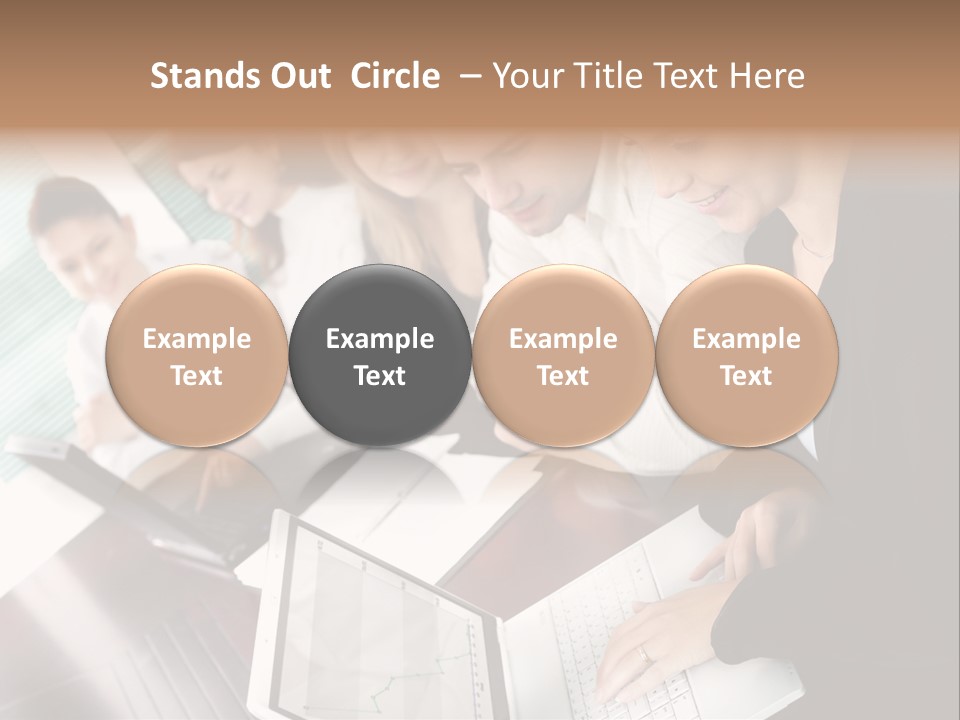 A Group Of People Sitting At A Table With Laptops PowerPoint Template