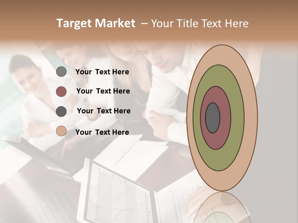 A Group Of People Sitting At A Table With Laptops PowerPoint Template