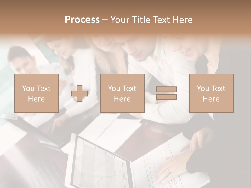 A Group Of People Sitting At A Table With Laptops PowerPoint Template