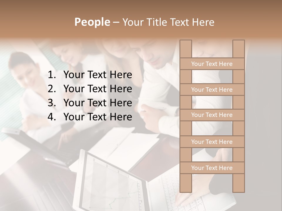 A Group Of People Sitting At A Table With Laptops PowerPoint Template