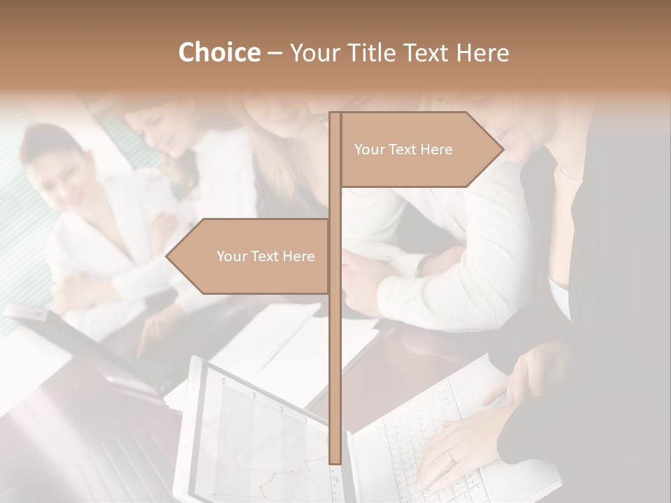 A Group Of People Sitting At A Table With Laptops PowerPoint Template