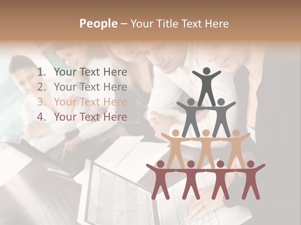 A Group Of People Sitting At A Table With Laptops PowerPoint Template