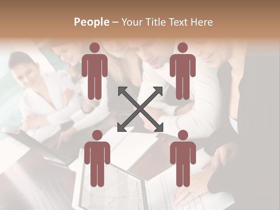 A Group Of People Sitting At A Table With Laptops PowerPoint Template