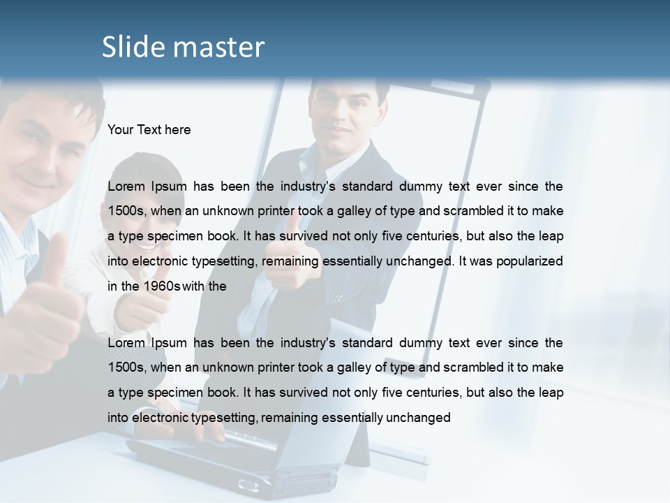 A Group Of Business People Giving Thumbs Up PowerPoint Template