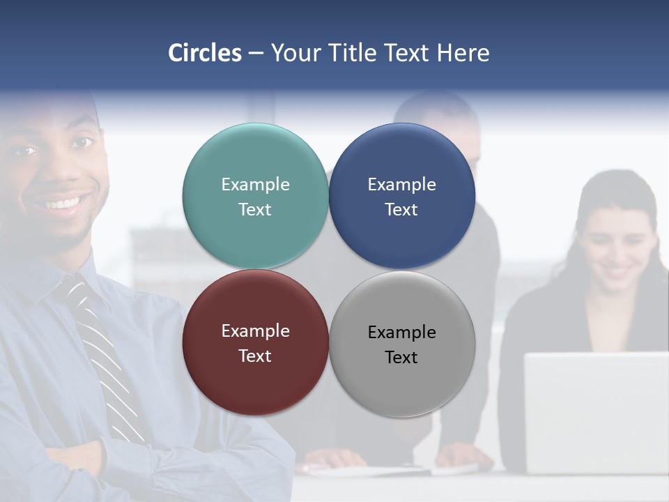 A Group Of People Sitting At A Table With A Laptop PowerPoint Template