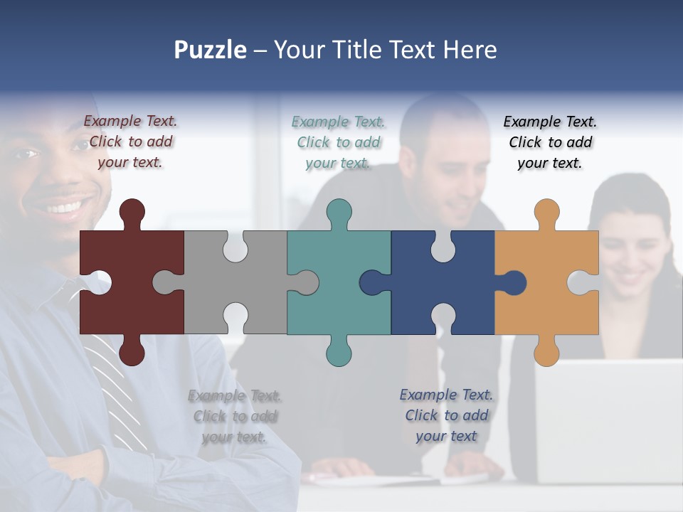 A Group Of People Sitting At A Table With A Laptop PowerPoint Template