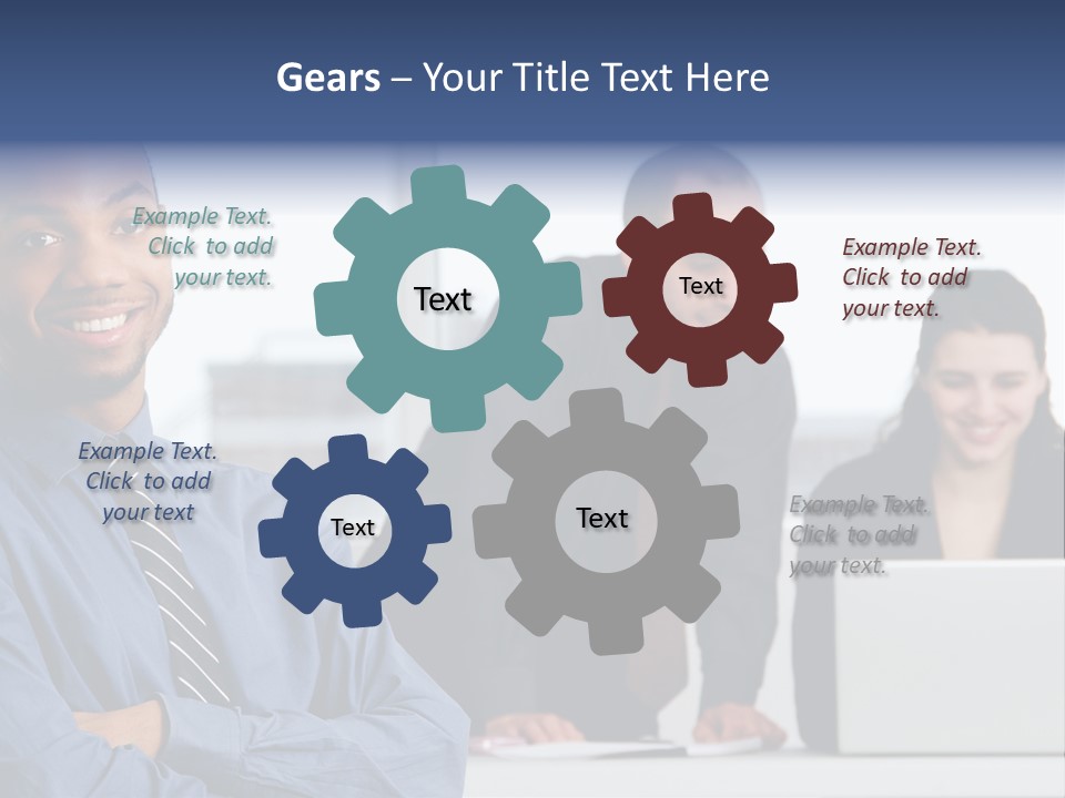 A Group Of People Sitting At A Table With A Laptop PowerPoint Template