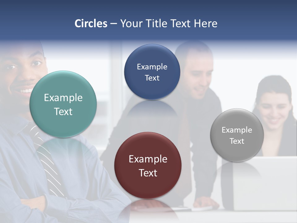 A Group Of People Sitting At A Table With A Laptop PowerPoint Template