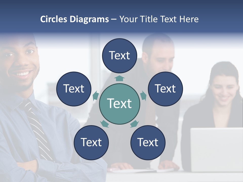 A Group Of People Sitting At A Table With A Laptop PowerPoint Template