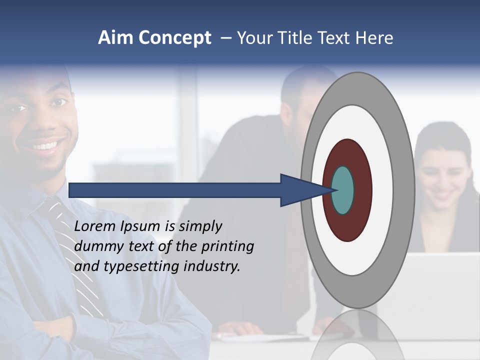 A Group Of People Sitting At A Table With A Laptop PowerPoint Template