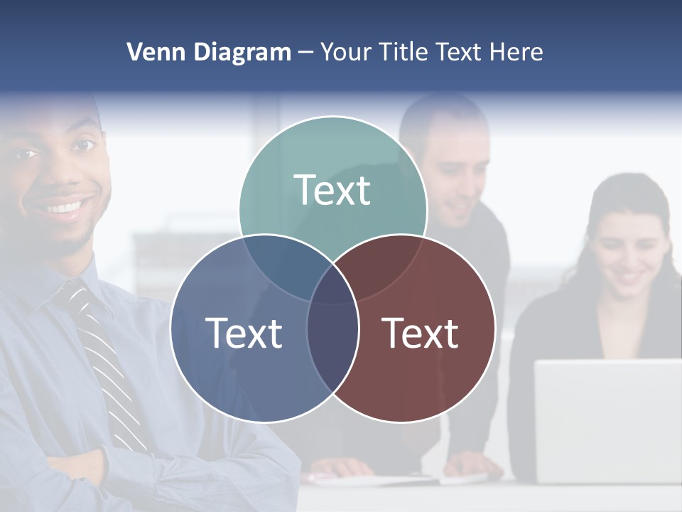 A Group Of People Sitting At A Table With A Laptop PowerPoint Template