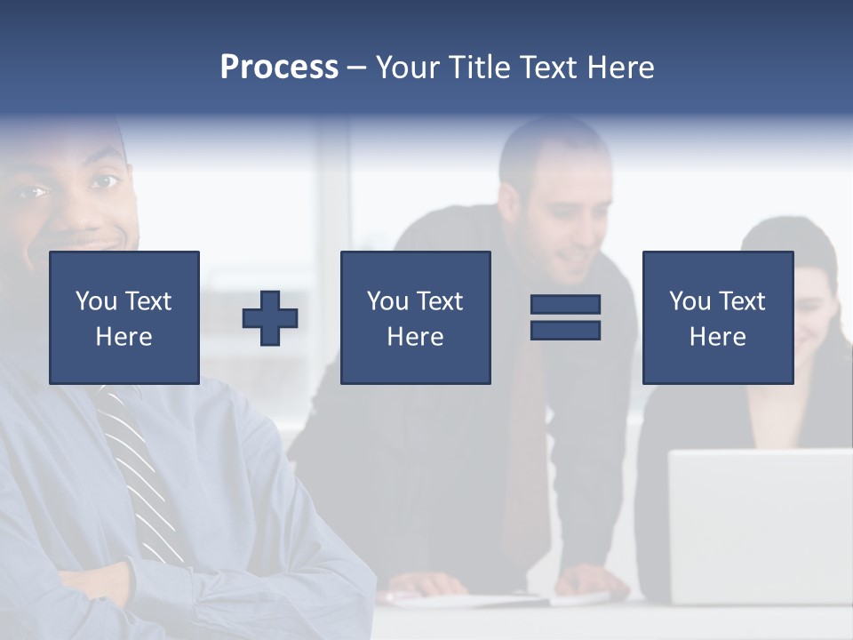 A Group Of People Sitting At A Table With A Laptop PowerPoint Template