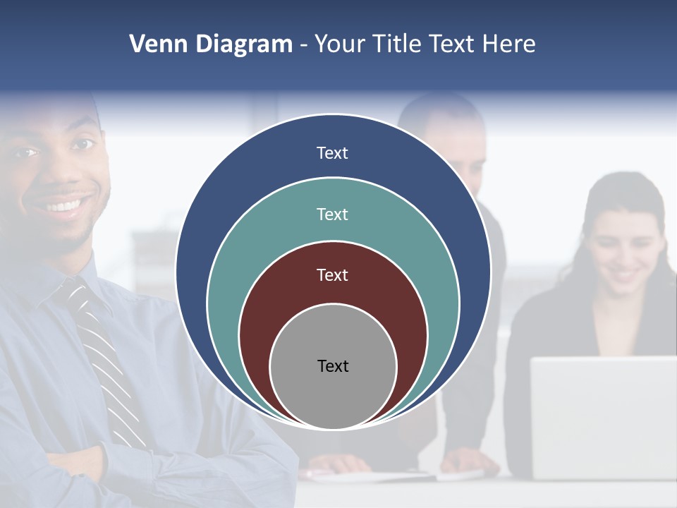 A Group Of People Sitting At A Table With A Laptop PowerPoint Template