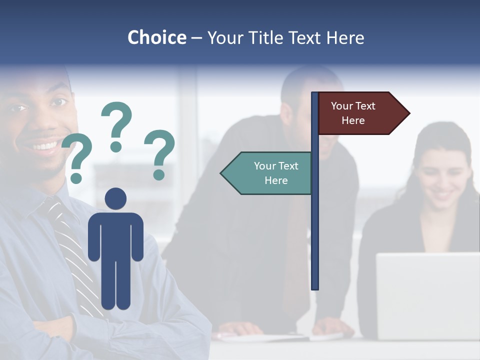 A Group Of People Sitting At A Table With A Laptop PowerPoint Template