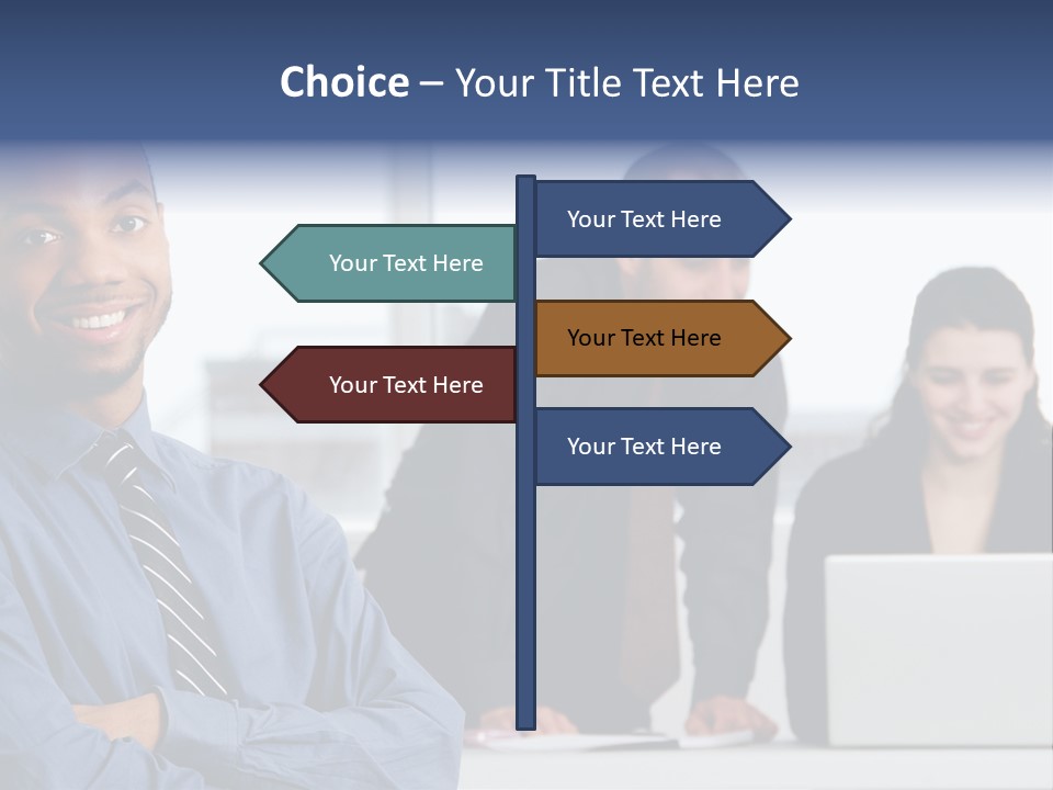 A Group Of People Sitting At A Table With A Laptop PowerPoint Template