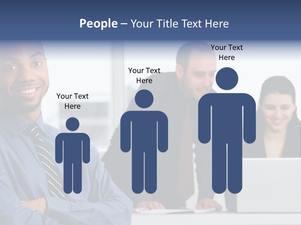 A Group Of People Sitting At A Table With A Laptop PowerPoint Template