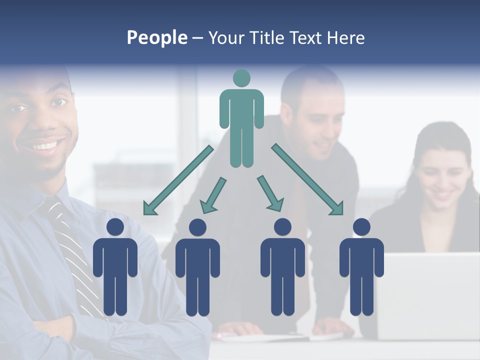 A Group Of People Sitting At A Table With A Laptop PowerPoint Template
