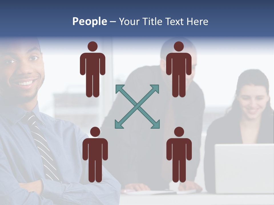 A Group Of People Sitting At A Table With A Laptop PowerPoint Template