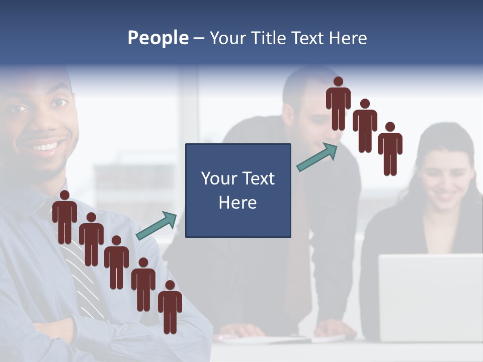 A Group Of People Sitting At A Table With A Laptop PowerPoint Template