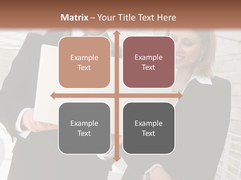 A Man And Woman In Business Attire Holding A Laptop PowerPoint Template