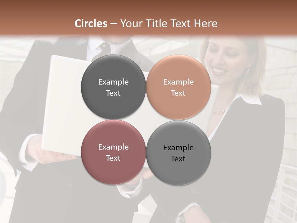 A Man And Woman In Business Attire Holding A Laptop PowerPoint Template