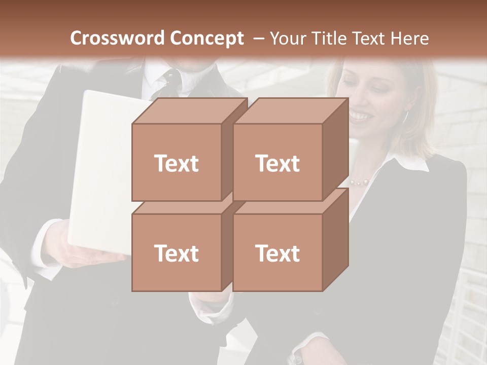 A Man And Woman In Business Attire Holding A Laptop PowerPoint Template