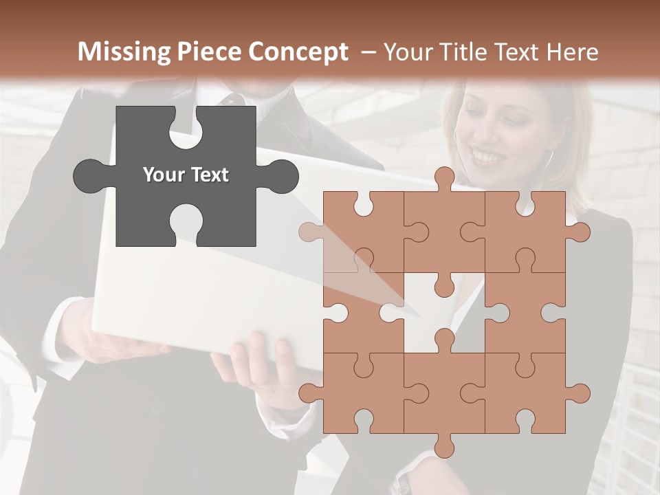 A Man And Woman In Business Attire Holding A Laptop PowerPoint Template