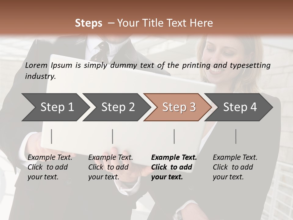 A Man And Woman In Business Attire Holding A Laptop PowerPoint Template