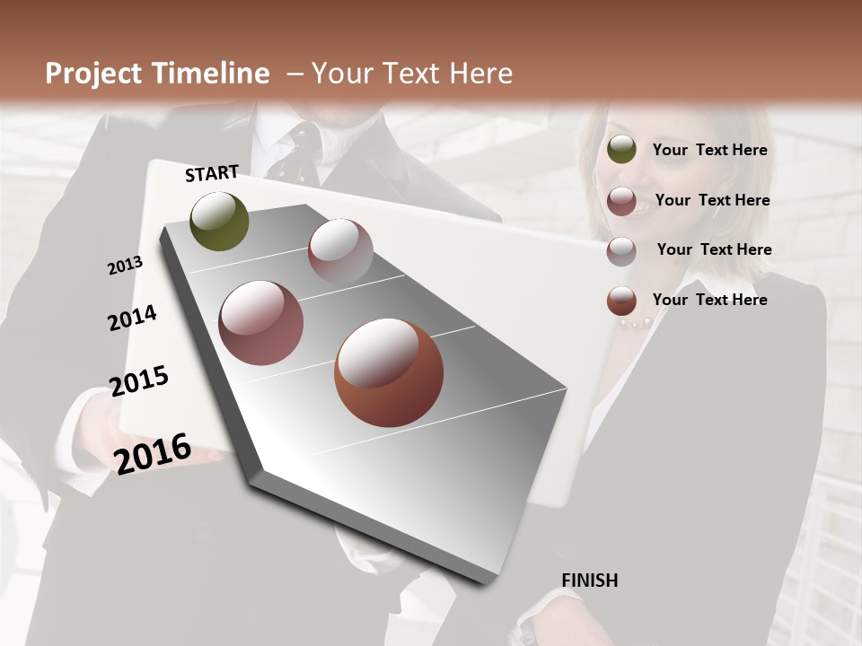 A Man And Woman In Business Attire Holding A Laptop PowerPoint Template