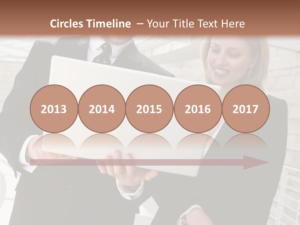 A Man And Woman In Business Attire Holding A Laptop PowerPoint Template