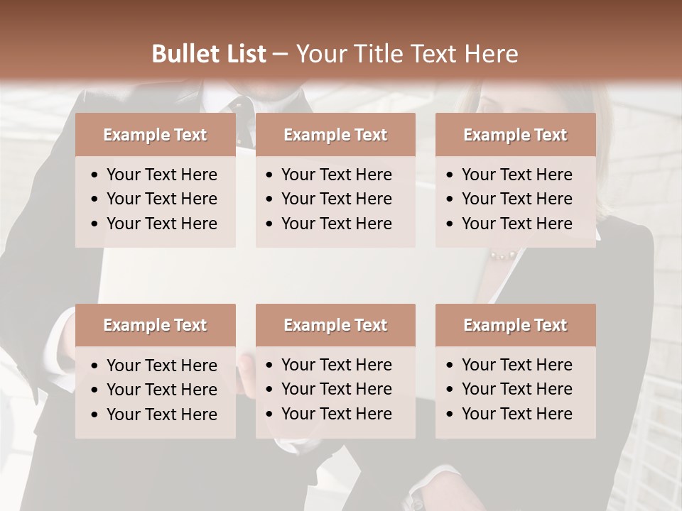 A Man And Woman In Business Attire Holding A Laptop PowerPoint Template