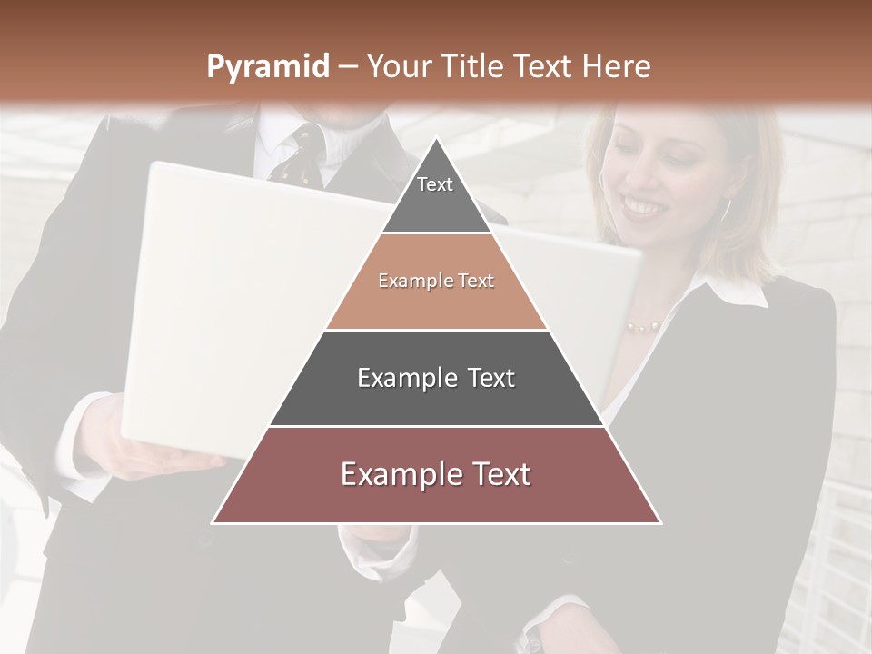 A Man And Woman In Business Attire Holding A Laptop PowerPoint Template