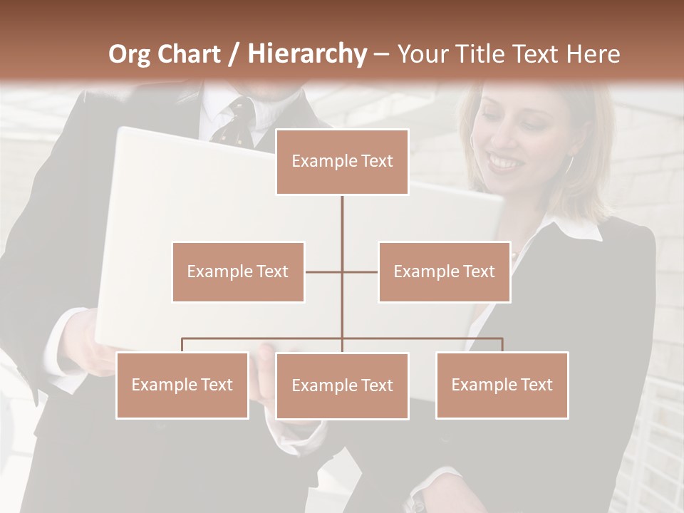 A Man And Woman In Business Attire Holding A Laptop PowerPoint Template