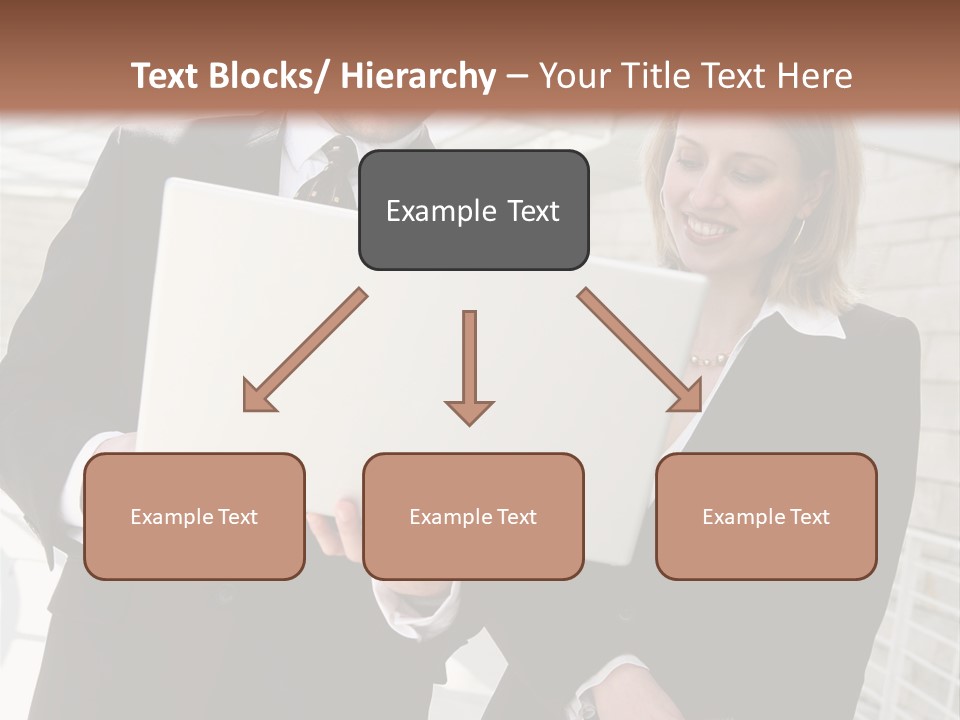 A Man And Woman In Business Attire Holding A Laptop PowerPoint Template