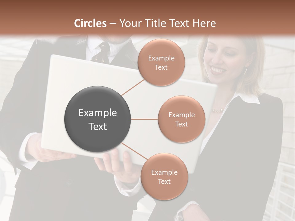 A Man And Woman In Business Attire Holding A Laptop PowerPoint Template