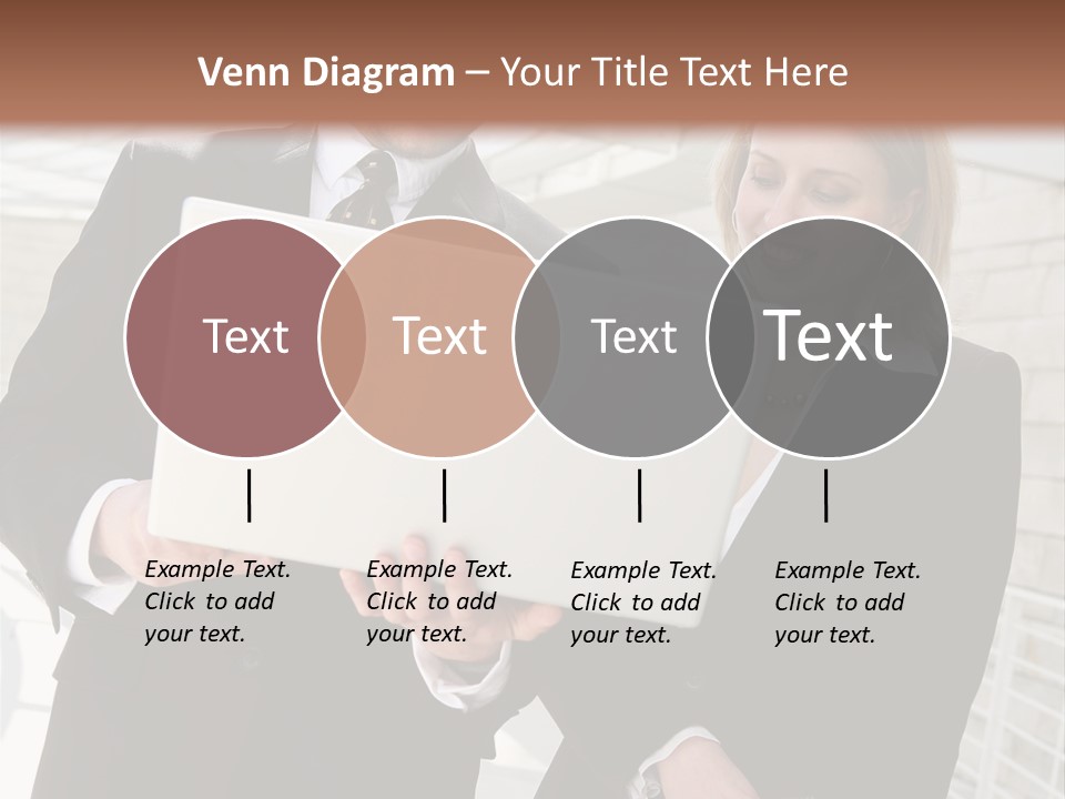 A Man And Woman In Business Attire Holding A Laptop PowerPoint Template