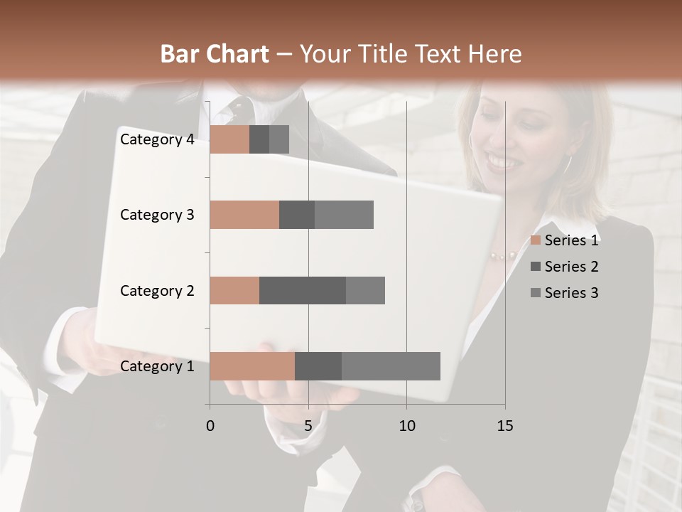 A Man And Woman In Business Attire Holding A Laptop PowerPoint Template