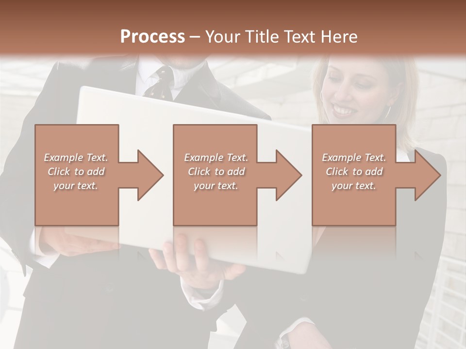 A Man And Woman In Business Attire Holding A Laptop PowerPoint Template