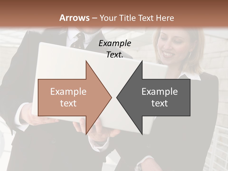 A Man And Woman In Business Attire Holding A Laptop PowerPoint Template